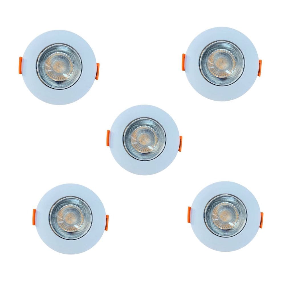 Kit 5 Spot Led Elgin Luminária Mr11 3W 3000K Direcionável Redondo