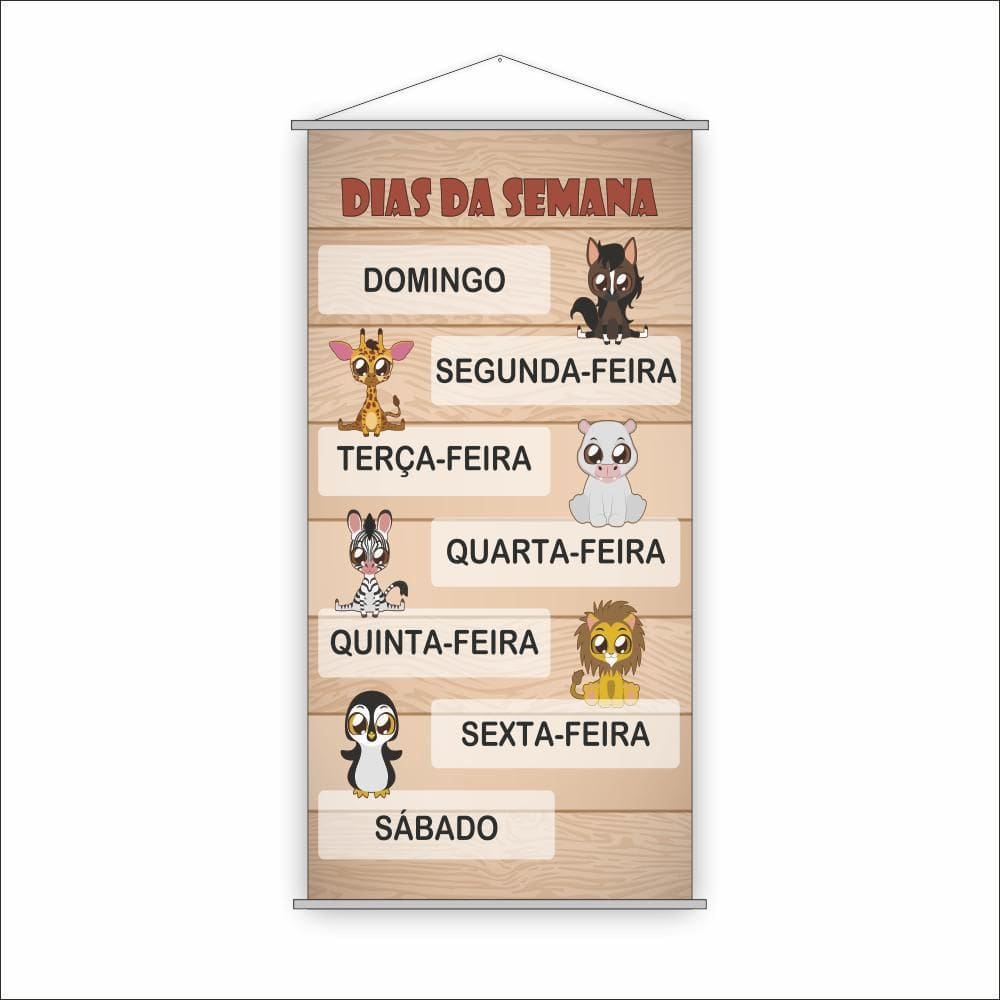 Banner Pedagógico Escolar - Dias Da Semana 120X65Cm