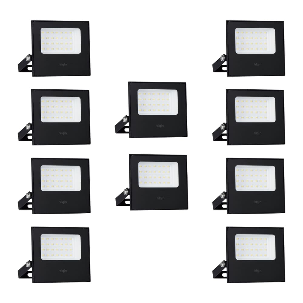 Kit 10 Projetor Led Elgin Refletor 50W 6500K Bivolt