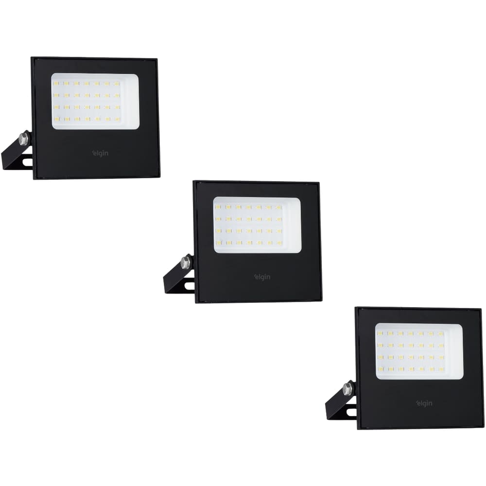 Kit 3 Projetor Led Elgin Refletor 50W 6500K Bivolt