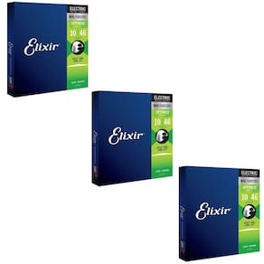 Kit 3 Encordoamento Guitarra 010 Elixir Light Optiweb 19052 Made in USA