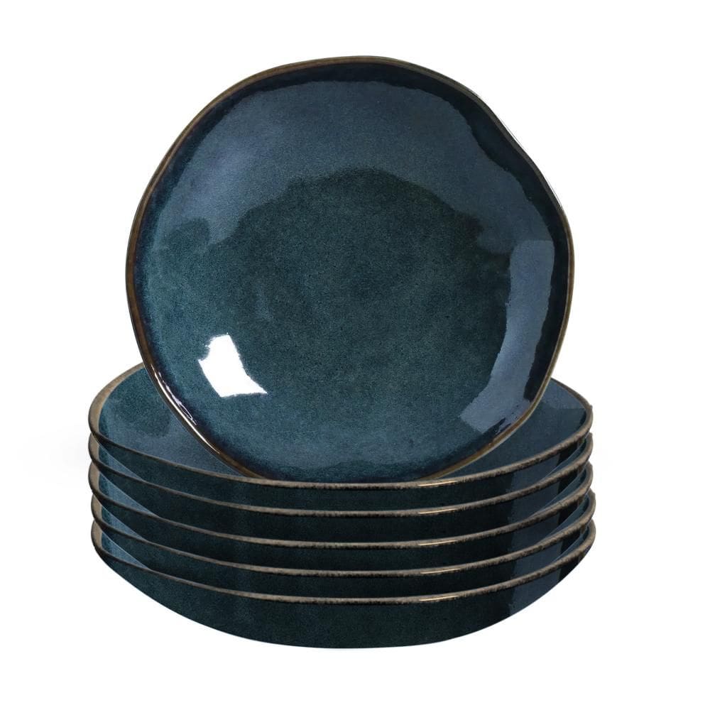 Jogo de Pratos Fundos de Cerâmica Stoneware Orgânico Oceano 6 peças - Porto Brasil