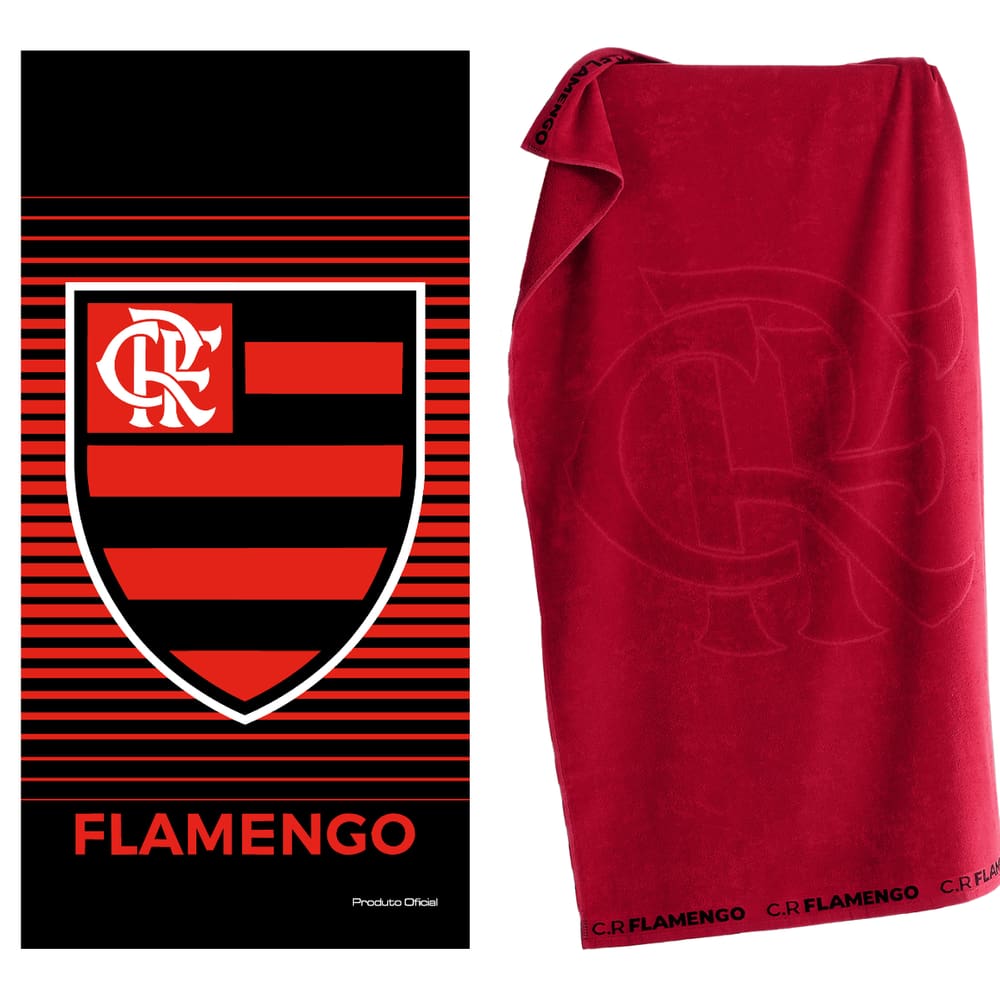Kit 2 Toalhas Nação Rubro Negro Banho Praia e Piscina Oficial Clubes do Brasil Licenciado Buettner Estampada e Clube de Regatas