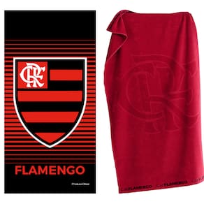 Kit 2 Toalhas Nação Rubro Negro Banho Praia e Piscina Oficial Clubes do Brasil Licenciado Buettner Estampada e Clube de Regatas