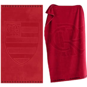Kit 2 Toalhas Relevo Mengão Rubro Negro Banho Praia e Piscina Oficial Clubes do Brasil Licenciado Buettner Brasão Clube de Regatas