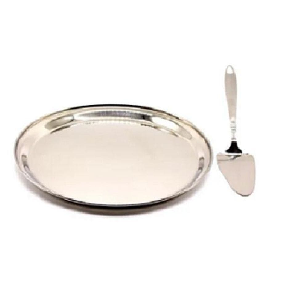 Conjunto Para Bolo Inox Prato 29Cm + Espatula Inox 26 Cm
