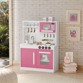 Cozinha Infantil Com Fogão Microondas e Pia Para Crianças em Mdf