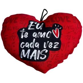 Coracao De Pelucia Vermelho Almofada Romantica Todo Meu Amor è Teu - 29cm
