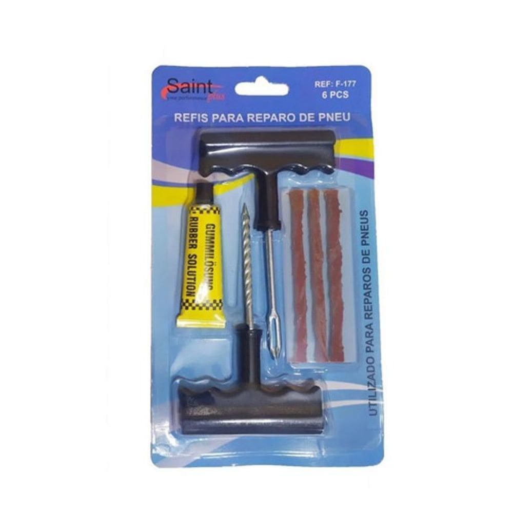 Kit Conserto E Reparo De Pneus Completo 3 Remendos Macarrão