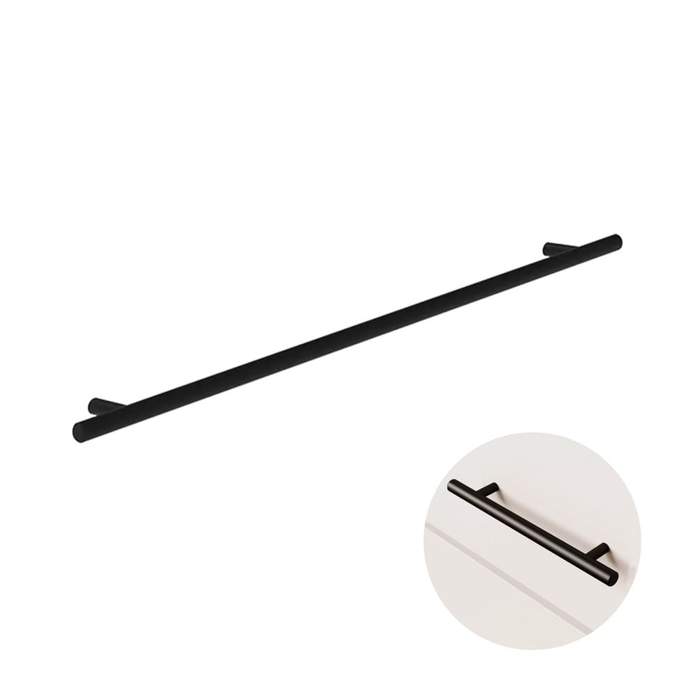 Puxador Dísia 320 Mm Haste Redondo Inox Preto