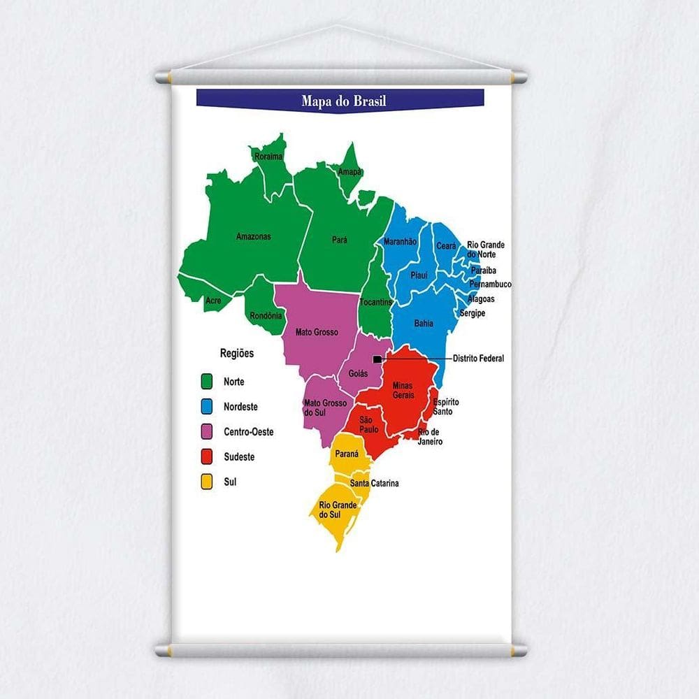 Banner Didático Escolar Mapa Do Brasil Regiões 120X65Cm