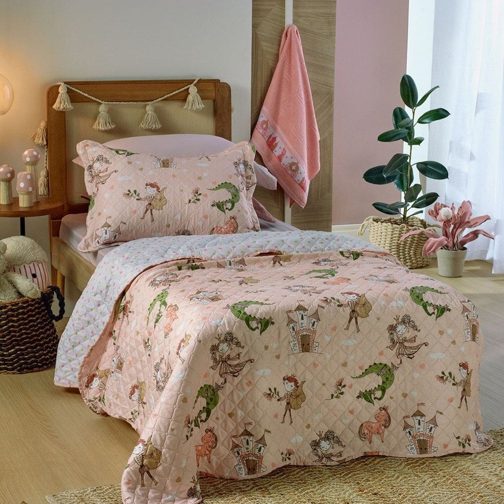 Kit Cobre Leito Casal Infantil Kids Com Porta Travesseiro 3 Peças 210x230cm Appel