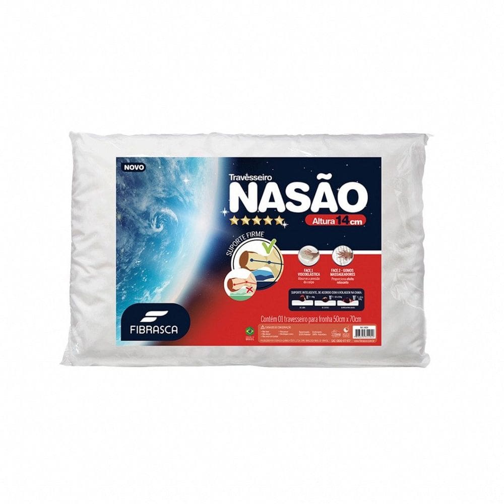 Travesseiro Nasa Alto Nasão 14cm 50x70cm Fibrasca Branco