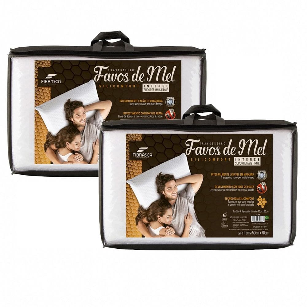 Kit 2 Travesseiro Favos Intense 50x70cm Fibrasca