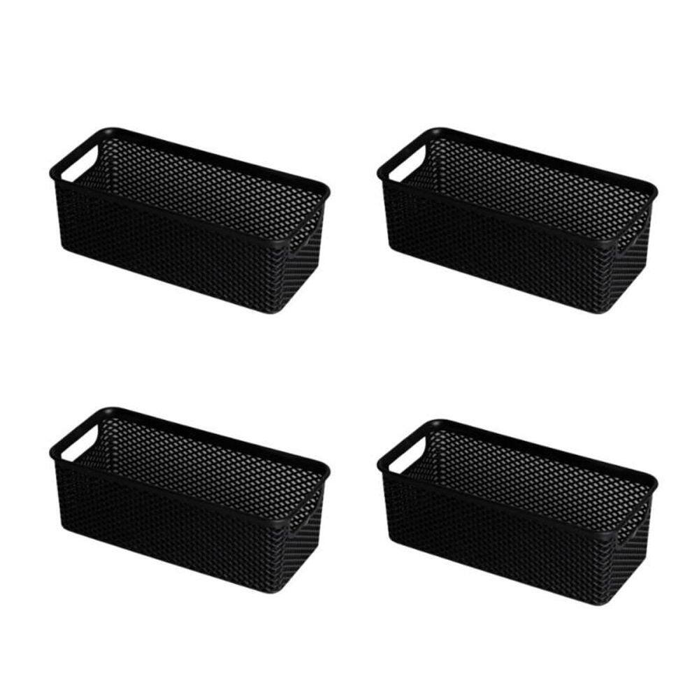 Kit 4 Cestos Organizadores Preto Armário Cozinha