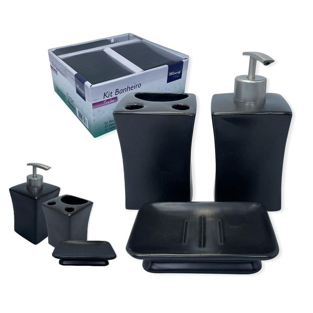 Kit 3 Peças Banheiro Lavabo Porcelana Porta Sabonetes E