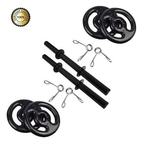 Kit 12Kg Anilha Emborrachada + Par De Halter 40Cm C/Presilha