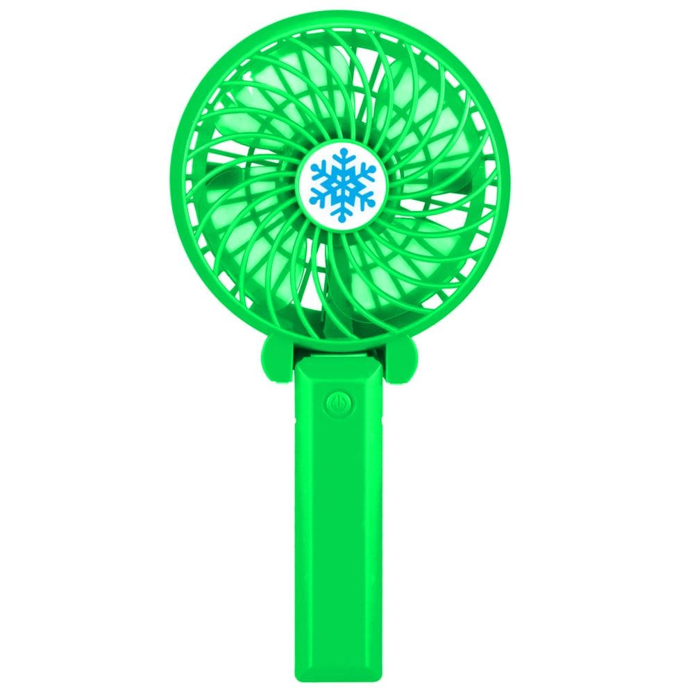 Mini Ventilador de Mesa e Mão Portátil Com Suporte USB e Bateria Recarregável - Verde