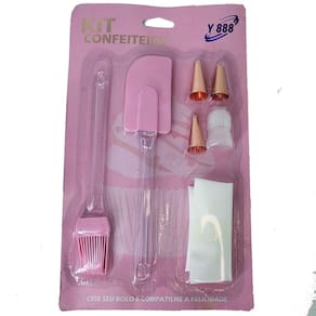 Kit Confeiteiro Contendo 1 Saco 3 Bicos Metal 1 Pincel 1 Pão