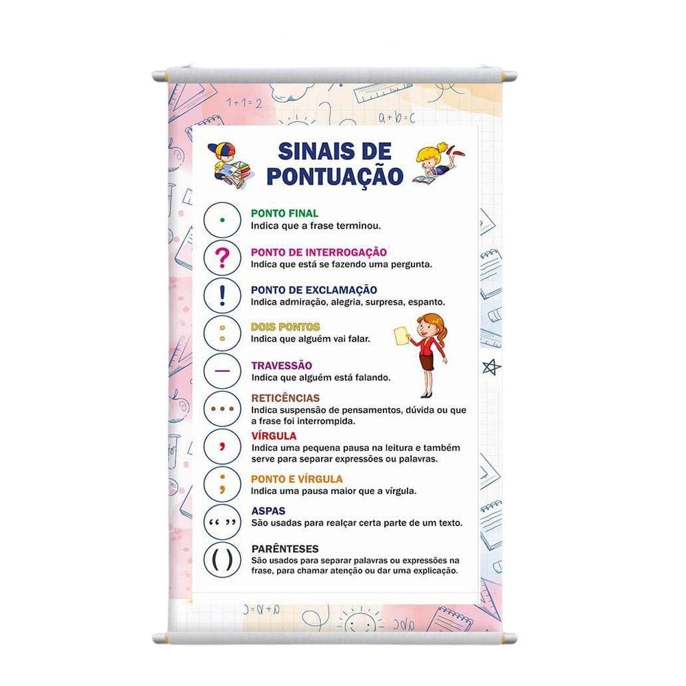 Banner Didático Escolar Sinais De Pontuação 80X50Cm