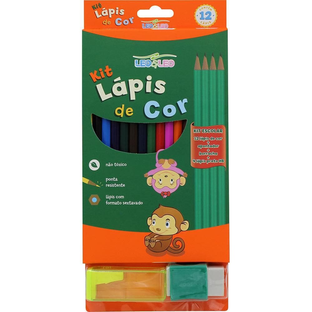 Kit Escolar Colorido Com 18 Peças 0120 Leo E Leo