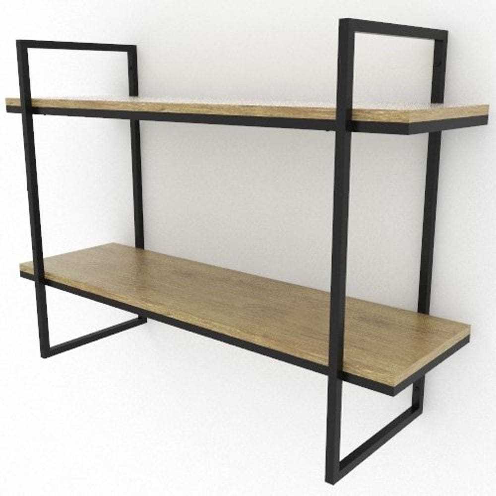 Prateleira Quadro com Suporte - 2 Prateleiras - Preto