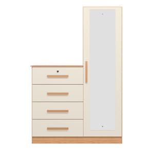 Cômoda Sapateira com Espelho 4 Gavetas 1 Porta Cancun Marrom/Bege