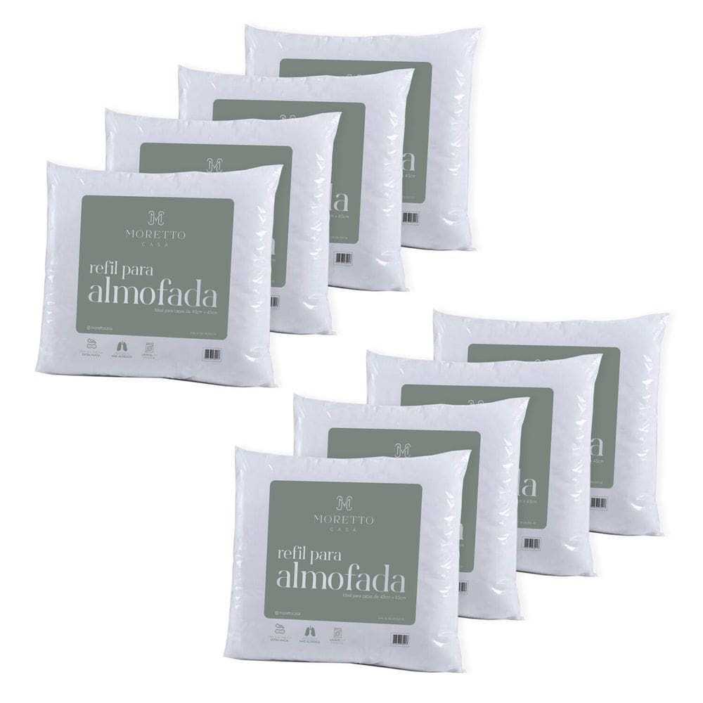 Kit com 8 Enchimentos para Capa de Almofada 45x45 Branco