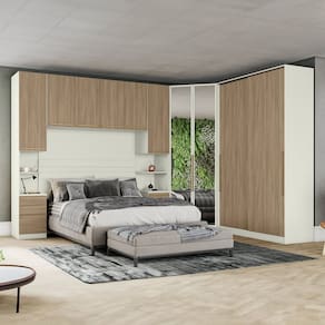 Quarto Modulado Casal Completo 10 Portas 6 Gavetas Seletto Areia /Jequitibá