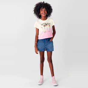 Blusa cropped em malha infantil menina Young Class