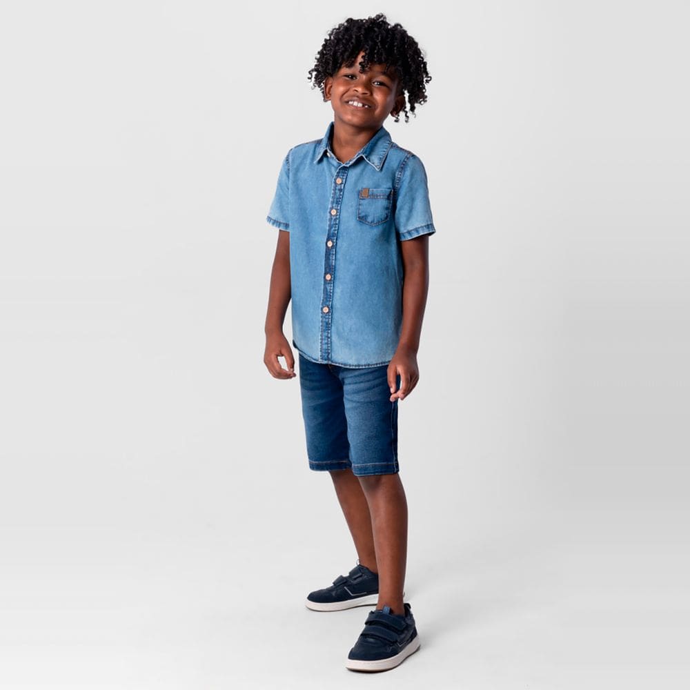 Camisa jeans infantil menino Brandili