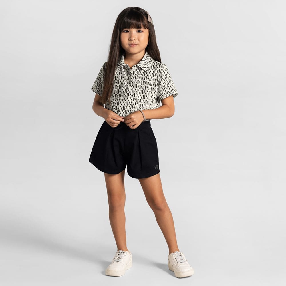 Conjunto Com Camisa Cropped Infantil Menina Mundi