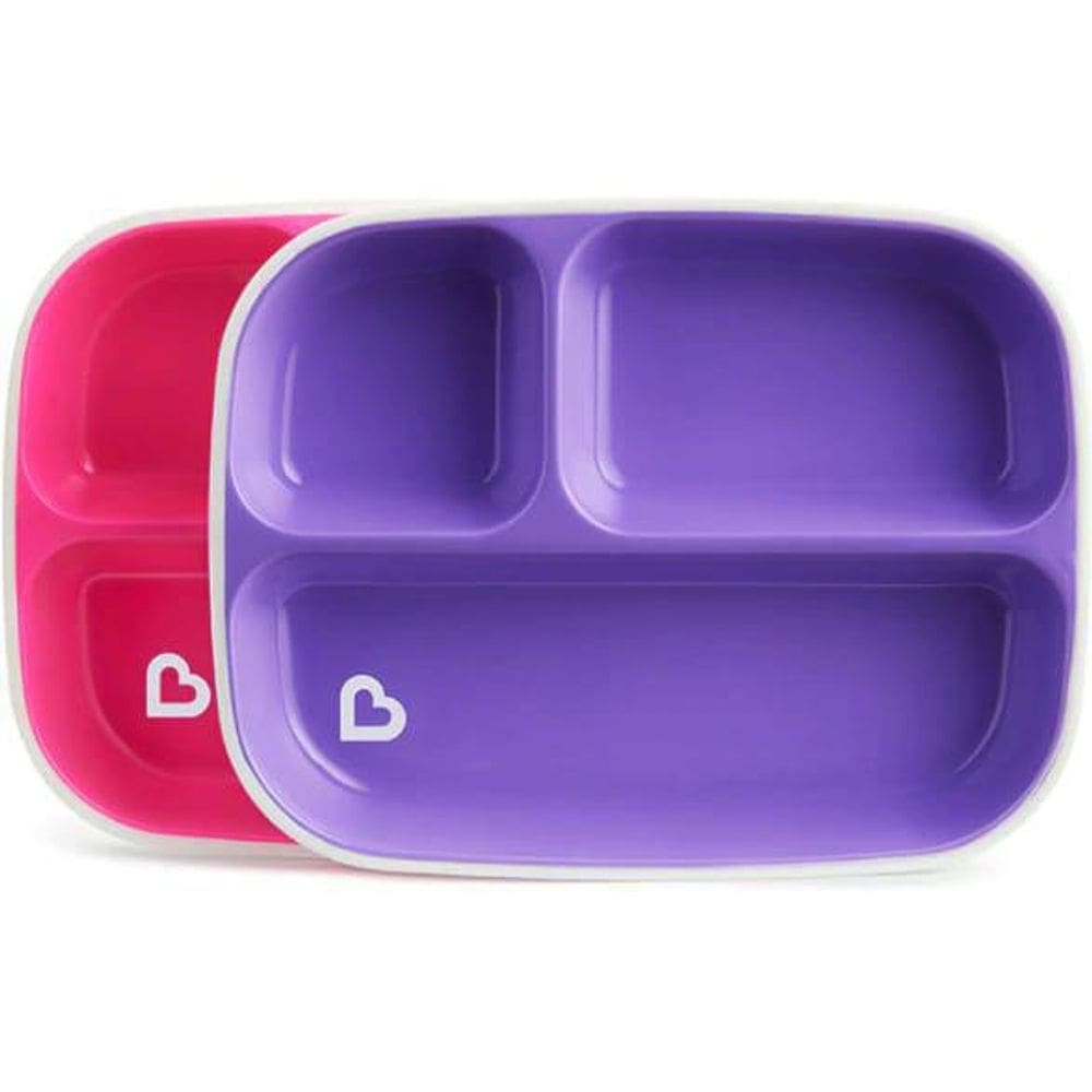 Kit 2 Pratos Alimentação Infantil Roxo E Rosa - Munchkin