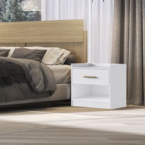 Mesa de Cabeceira 1 Gaveta 1 Nicho 54cm X 39cm Branco