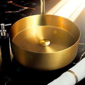 Cuba Redonda Banheiro Aço Inox 304 12x40x40 Cm Dourado