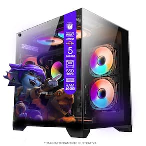 PC Gamer AMD Ryzen 5 5600GT, 16GB RAM, Placa de video Radeon Vega 7, SSD 960GB, Fonte 550W, Gabinete Aquário, Water Cooler