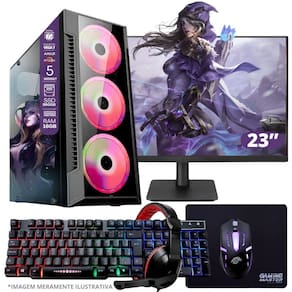 PC Gamer AMD Ryzen 5 5600GT, 16GB RAM, Placa de video Radeon Vega 7, SSD 960GB, Fonte 550W + Monitor 23" LED 75hz + Kit Gamer Completo