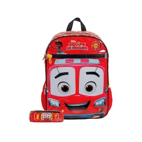 Kit Escolar Equipe Resgate Mochila De Costas + Estojo Duplo