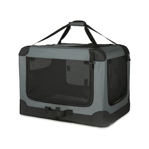 Caixa de viagem dobrável portátil Kennel Amazon Basics Grey M