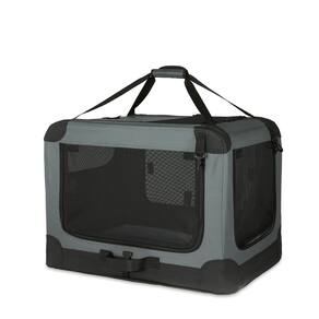 Caixa de viagem dobrável portátil Kennel Amazon Basics Grey S