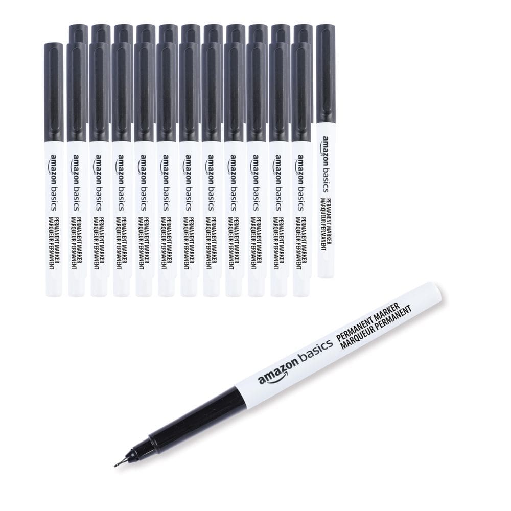 Marcadores permanentes Amazon Basics Ultra Fine Point Black, pacote com 24