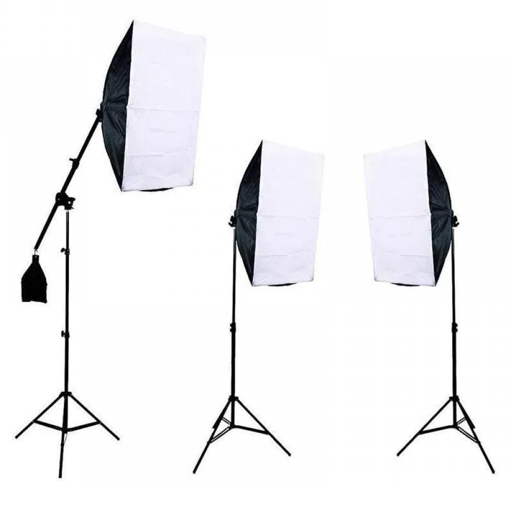 Kit Iluminação Pk-Sb04 3 Softbox 50X70 + 2 Tripés 2M + 1