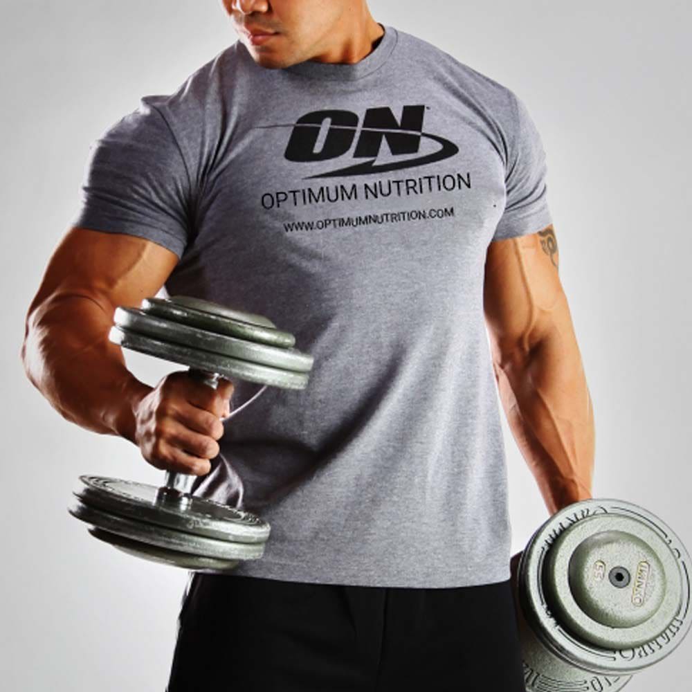 Camiseta ON Optimum Nutrition Fitness e Musculação - M - Cinza