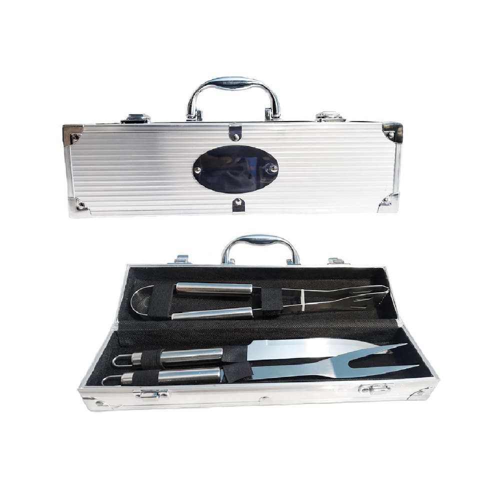 Kit Maleta Churrasco Inox 3 Peças De Alumínio