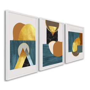 Quadro Decorativo Paisagem Abstrata com 3 Telas de Parede para Sala Quarto Escritório 60cm X 90cm Branco