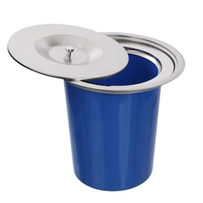 Lixeira de Embutir para Pia Bancada 5 Litros Aço Inox 304 Azul/ Prata