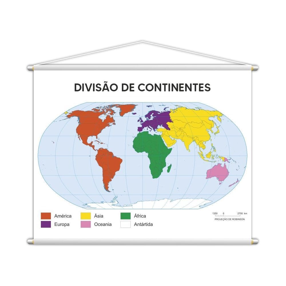 Banner Mapa Escolar Divisão Continente Geografia 130X100Cm