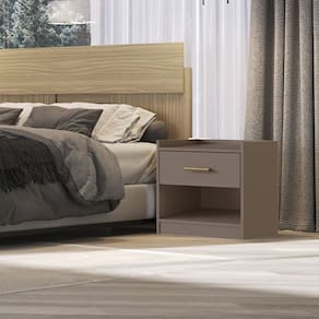 Mesa de Cabeceira 1 Gaveta 1 Nicho 54cm X 54cm X 39cm Cinza