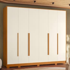 Guarda-roupa 6 Portas 6 Gavetas Fascínio Cinamomo/Off White