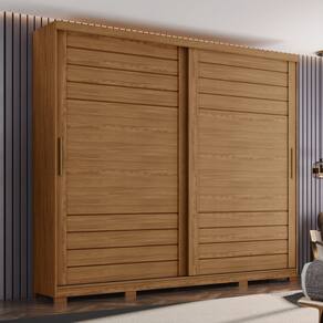 Guarda-roupa Casal Cayman 100% Mdf 2 Portas Deslizantes com Acabamento Soft 6 Gavetas e Pés em Abs Marrom